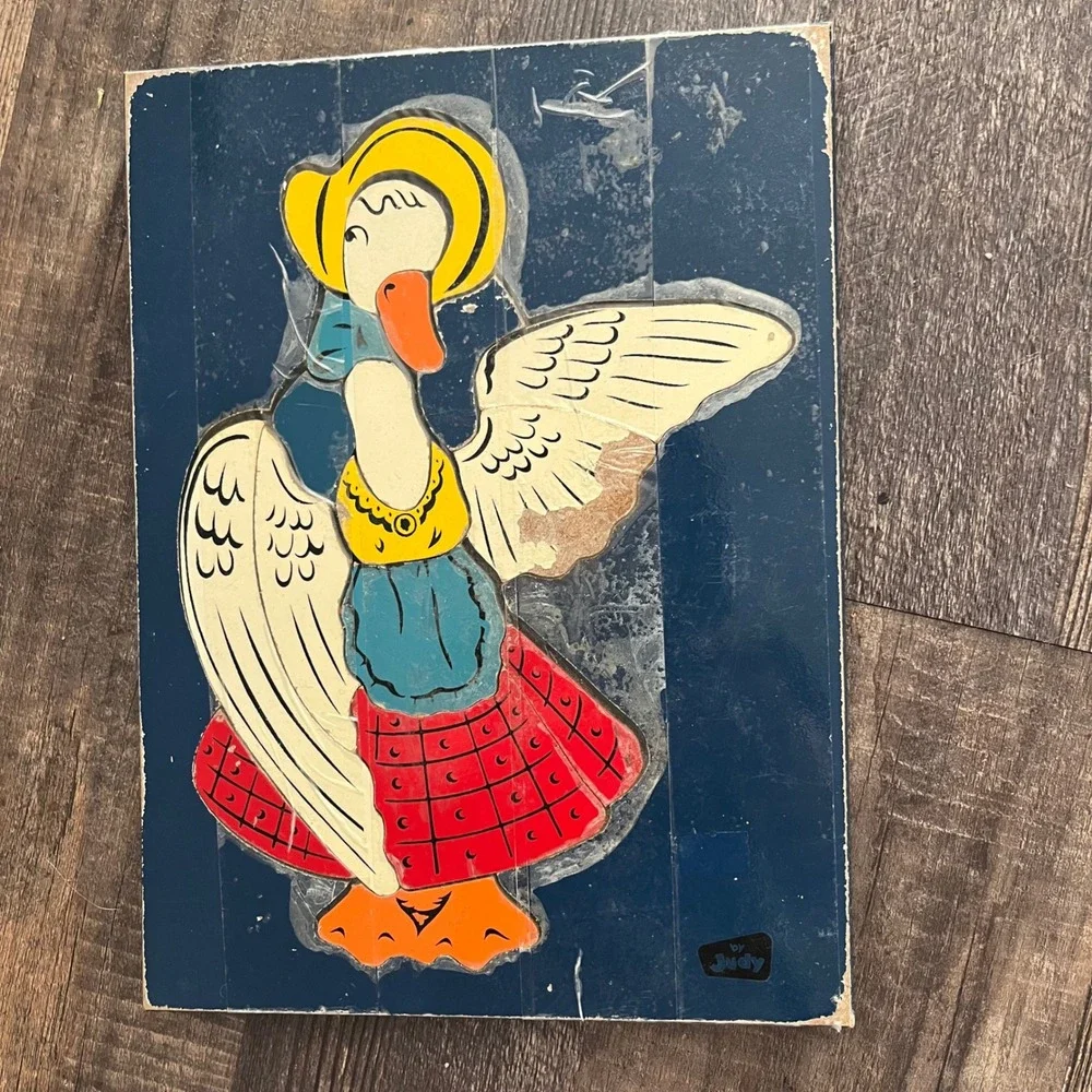 Judy Toys Goose Puzzle Vintage Wooden‎ Farm Animal Puzzle Toddler Toy